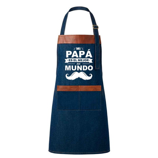 Delantal Parrillero de Mezclilla - "Mi papá es el mejor del mundo"