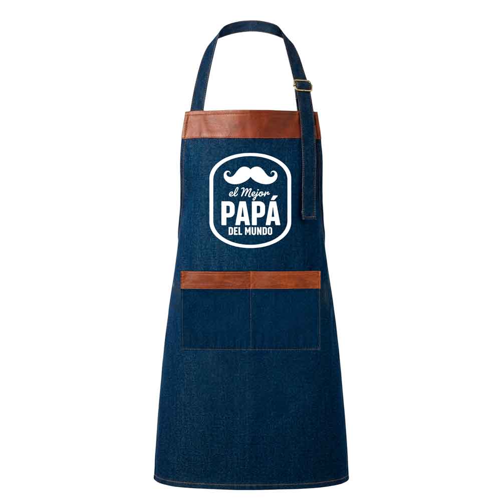 Delantal Parrillero de Mezclilla - "El mejor Papá del Mundo" (Diseño 1)