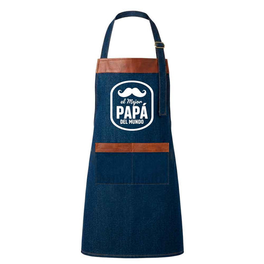 Delantal Parrillero de Mezclilla - "El mejor Papá del Mundo" (Diseño 1)
