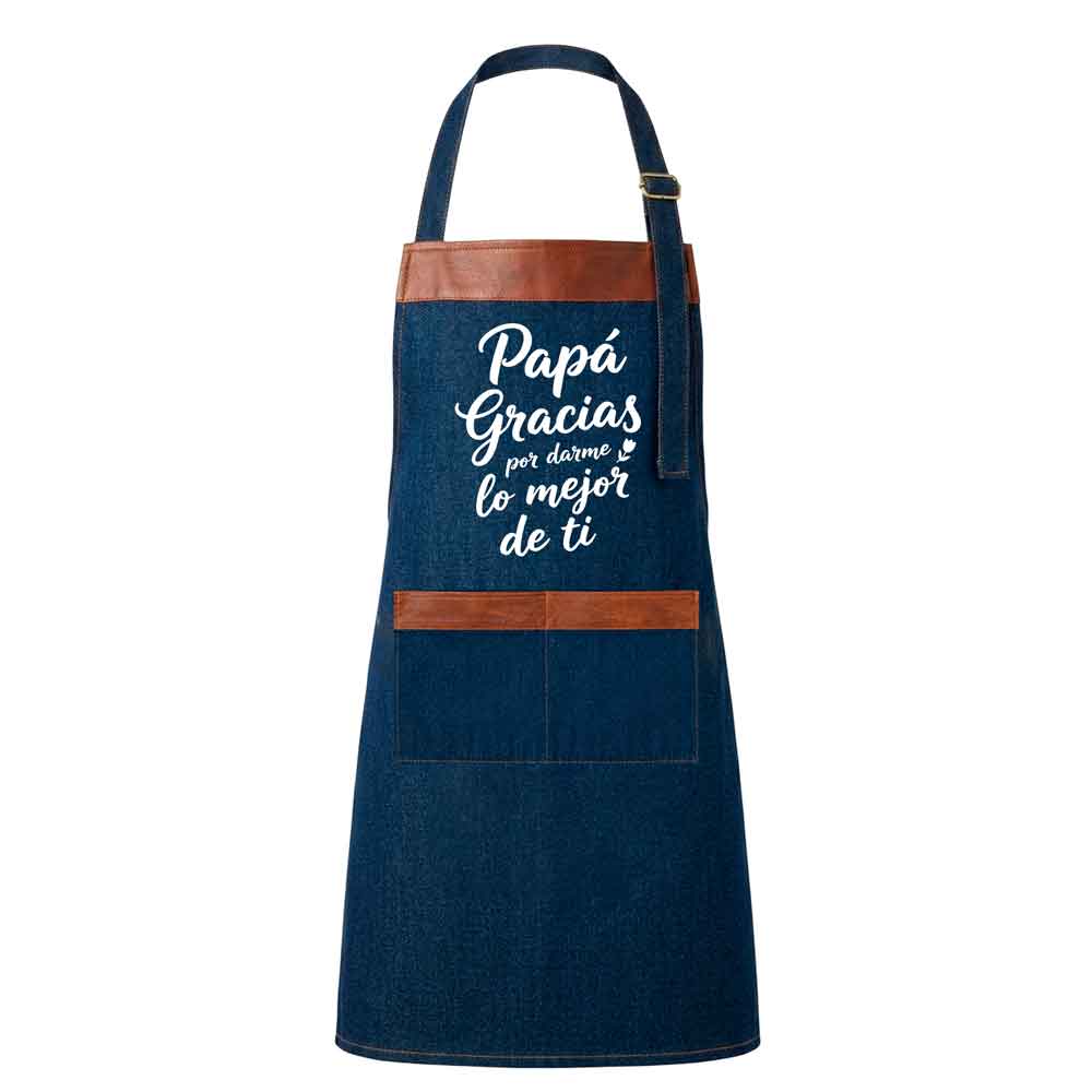 Delantal Parrillero de Mezclilla - "Papá gracias por darme lo mejor de ti"