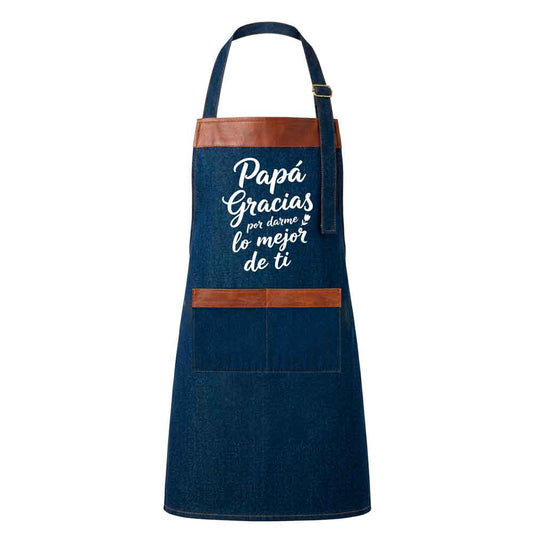 Delantal Parrillero de Mezclilla - "Papá gracias por darme lo mejor de ti"