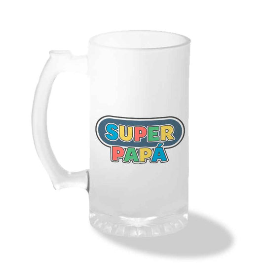 Shopero de Vidrio Empavonado - "SÚPER PAPÁ" (Diseño 2)
