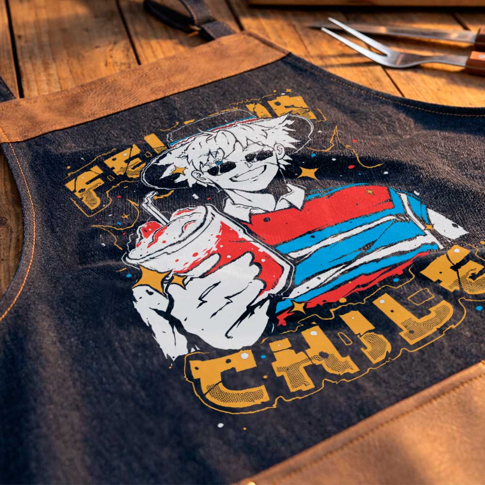 Delantal parrillero Gojo Satoru Jujutsu Kaisen Fiestas Patrias exclusivo de Muroideas