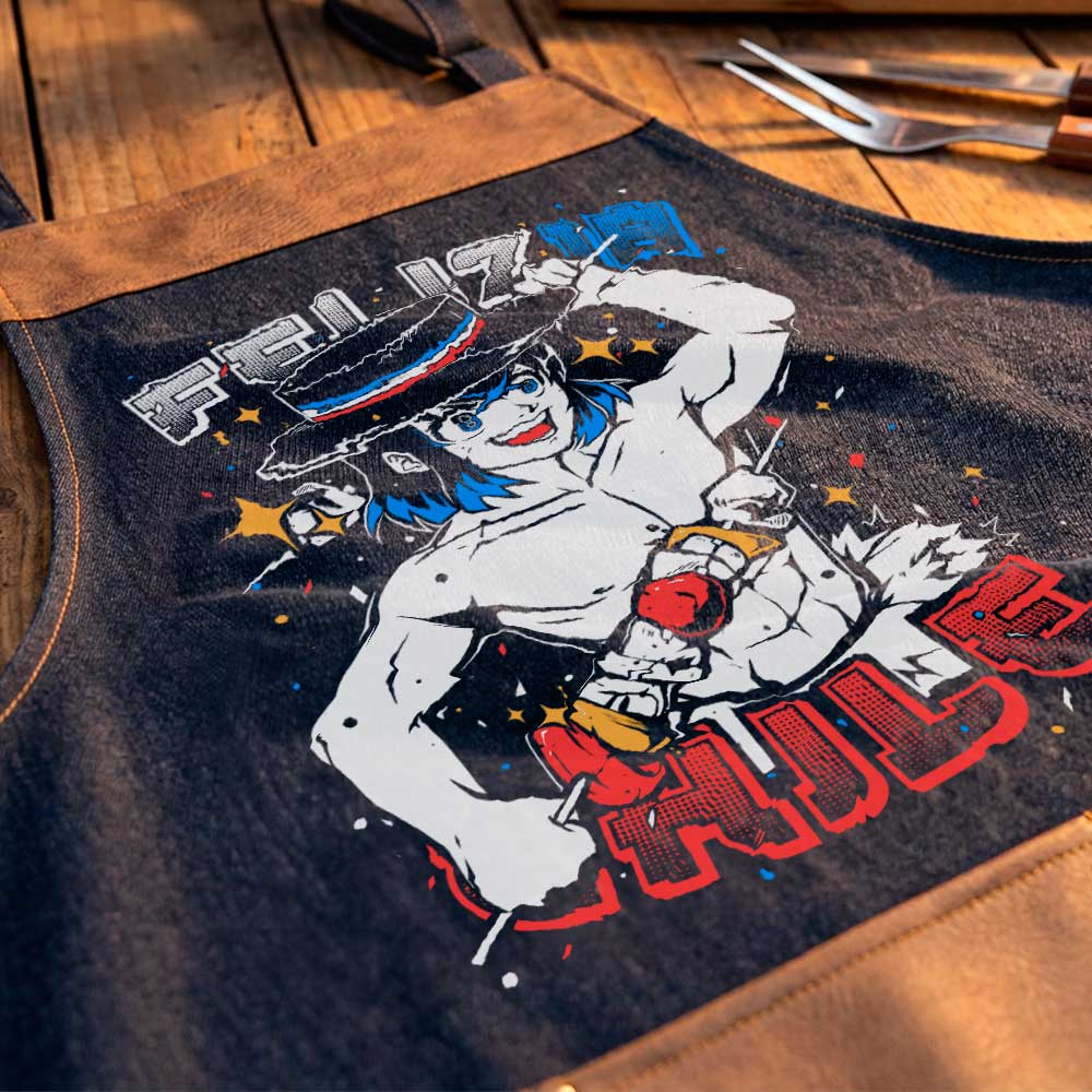 Delantal parrillero Inosuke Hashibira Demon Slayer Fiestas Patrias exclusivo de Muroideas