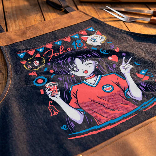 Delantal parrillero Sailor Mars Sailor Moon Fiestas Patrias exclusivo de Muroideas