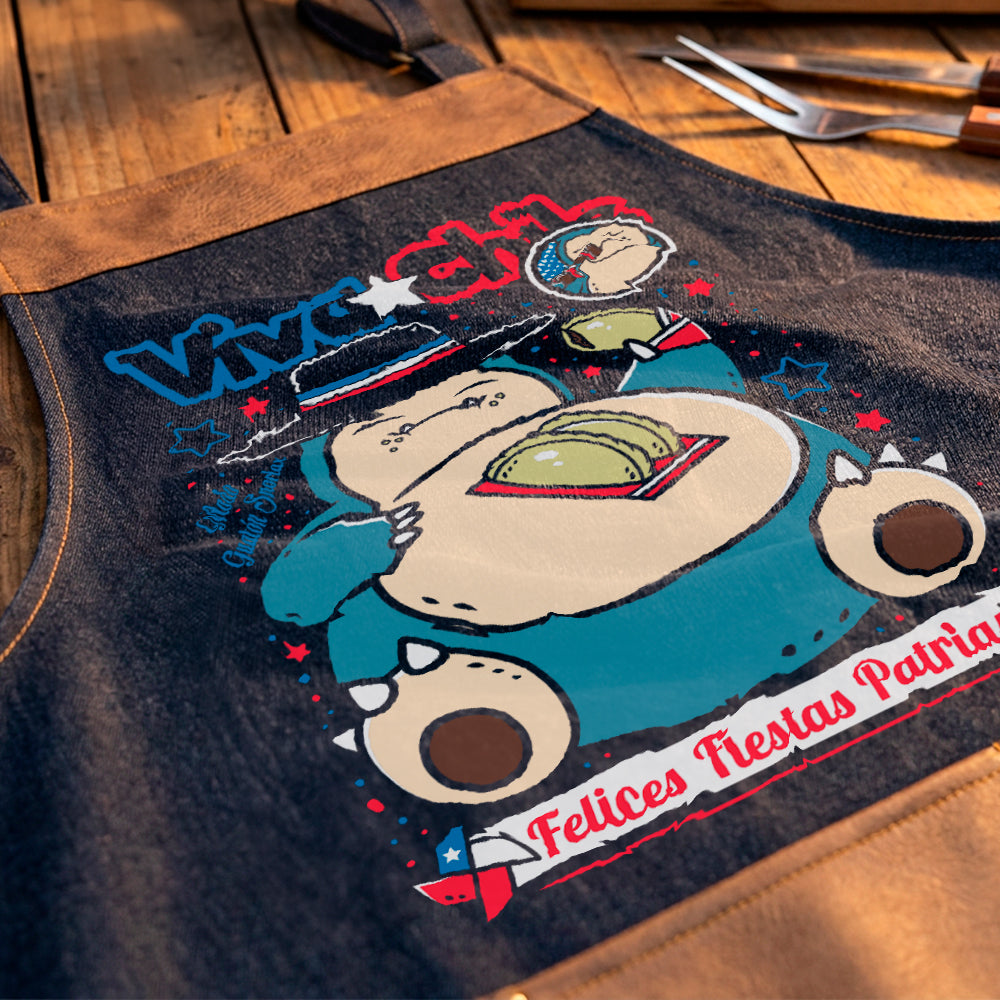 Delantal parrillero Snorlax Pokémon Fiestas Patrias exclusivo de Muroideas