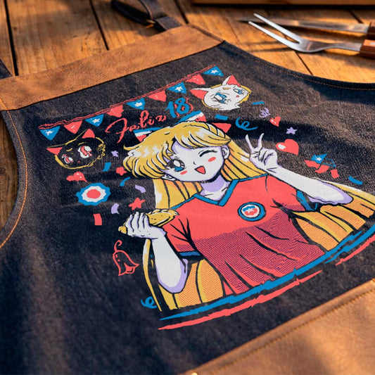 Delantal parrillero Sailor Venus Sailor Moon Fiestas Patrias exclusivo de Muroideas