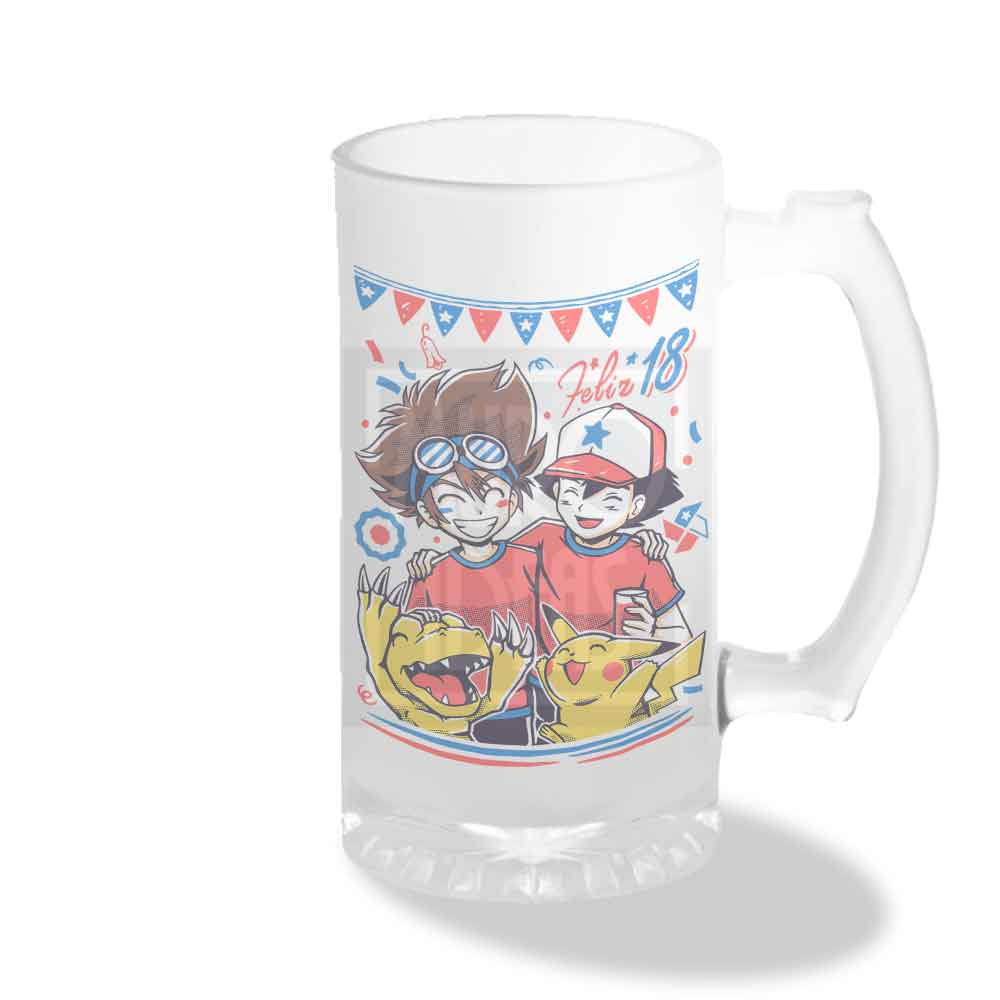 Vaso Shopero Digimon y Pokémon Fiestas Patrias | 470 ml | Diseño Exclusivo