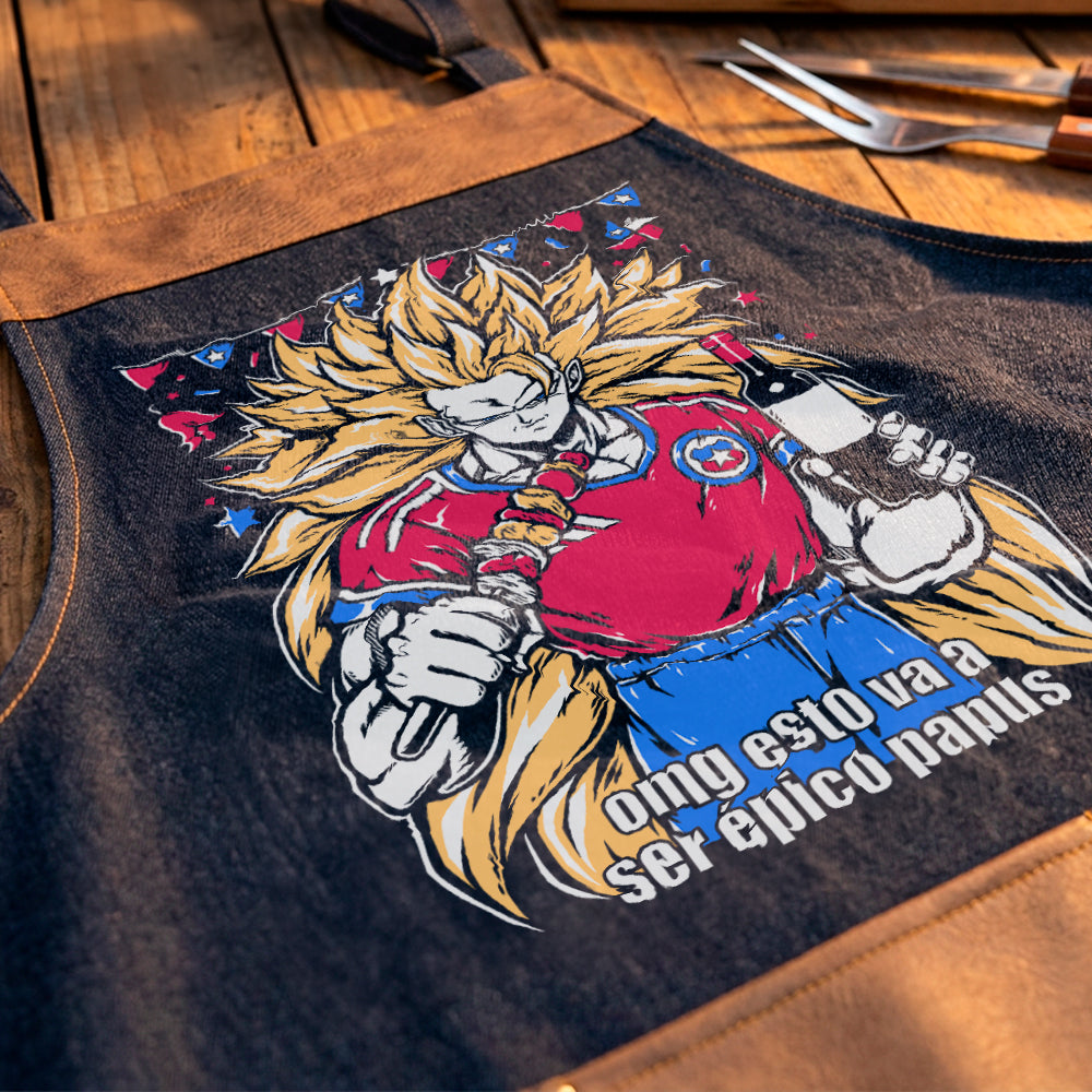 Delantal parrillero Goku Super Saiyajin Dragon Ball Z Fiestas Patrias exclusivo de Muroideas