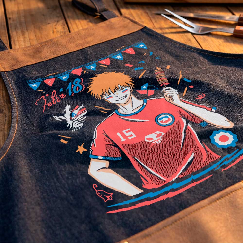 Delantal parrillero Ichigo Kurosaki Bleach Fiestas Patrias exclusivo de Muroideas