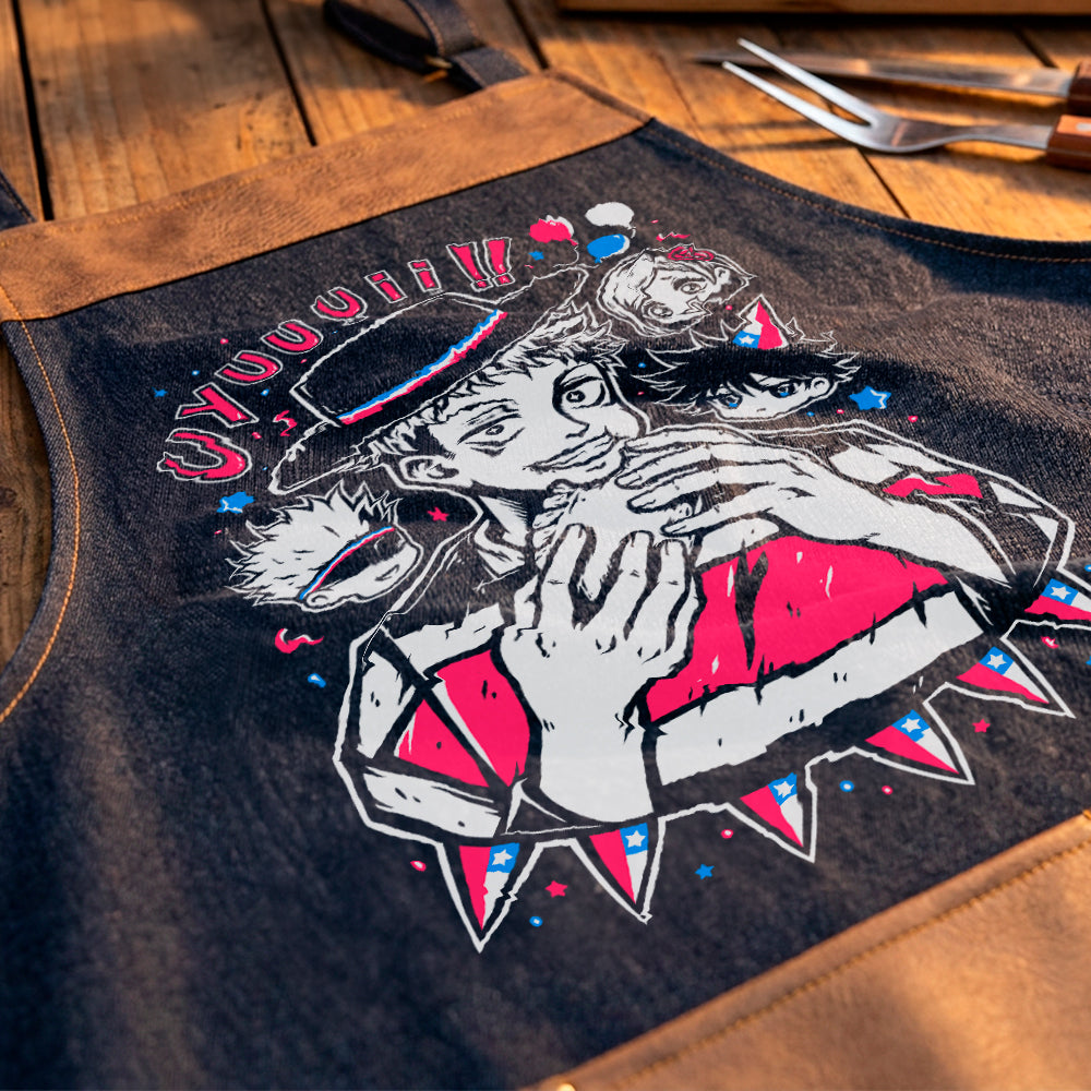 Delantal parrillero Yuji Itadori Jujutsu Kaisen Fiestas Patrias exclusivo de Muroideas