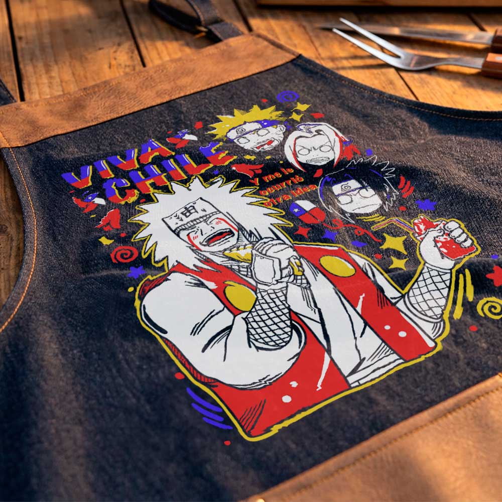Delantal parrillero Jiraiya Naruto Shippuden Fiestas Patrias exclusivo de Muroideas